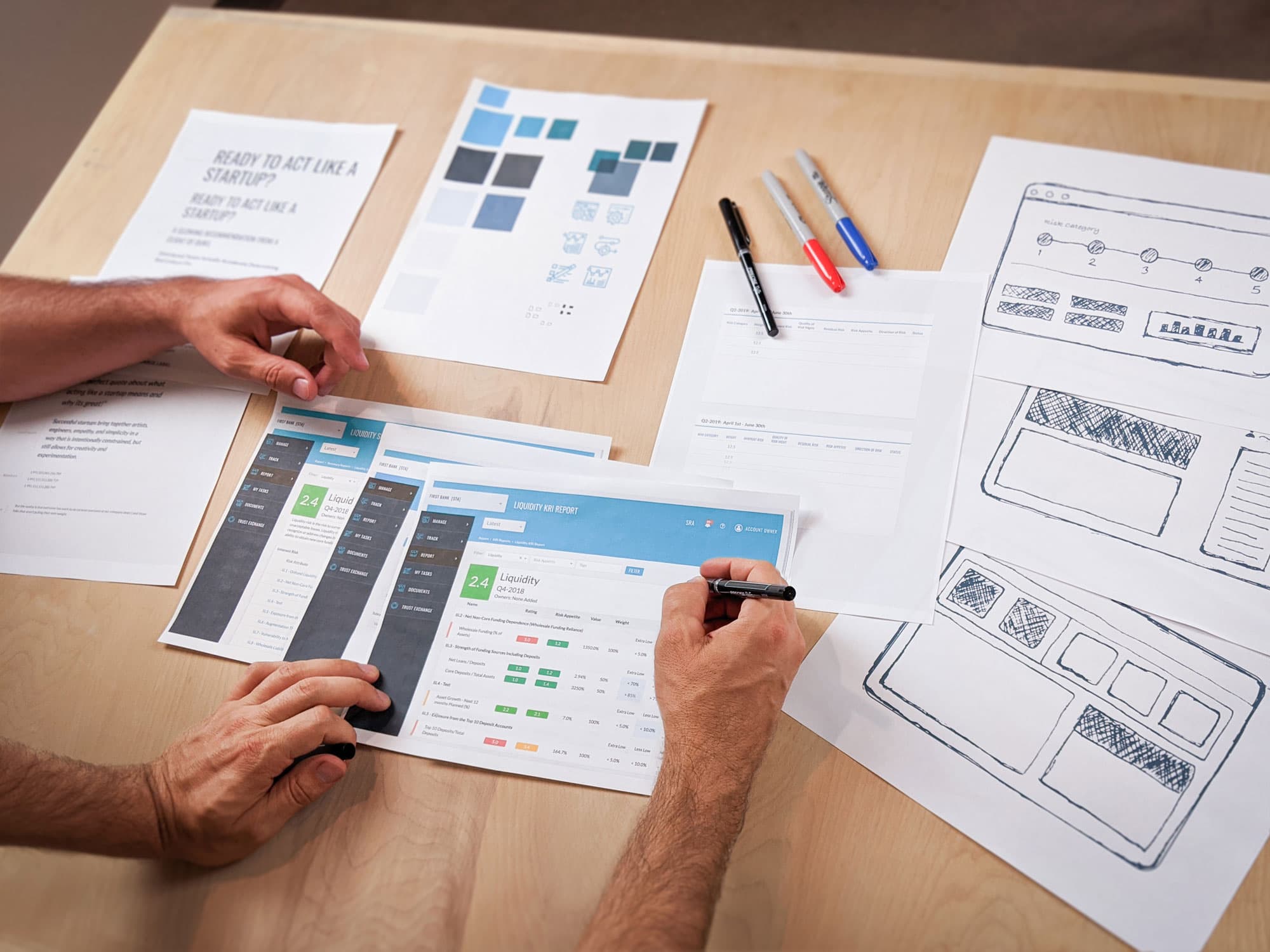 Reviewing wireframe and design materials