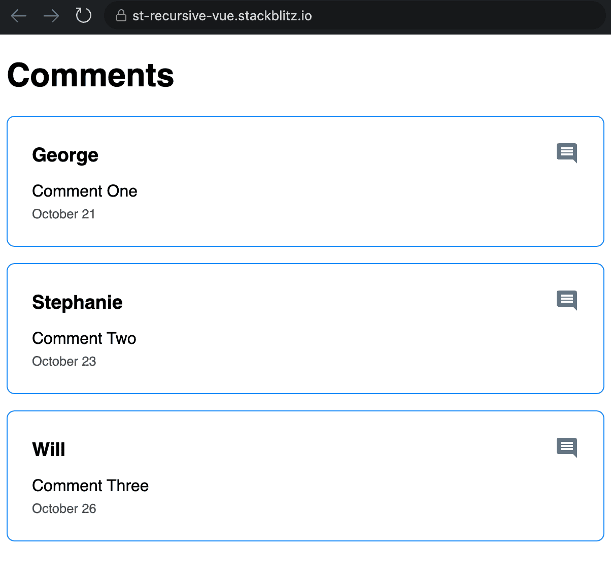 Styled comment thread output
