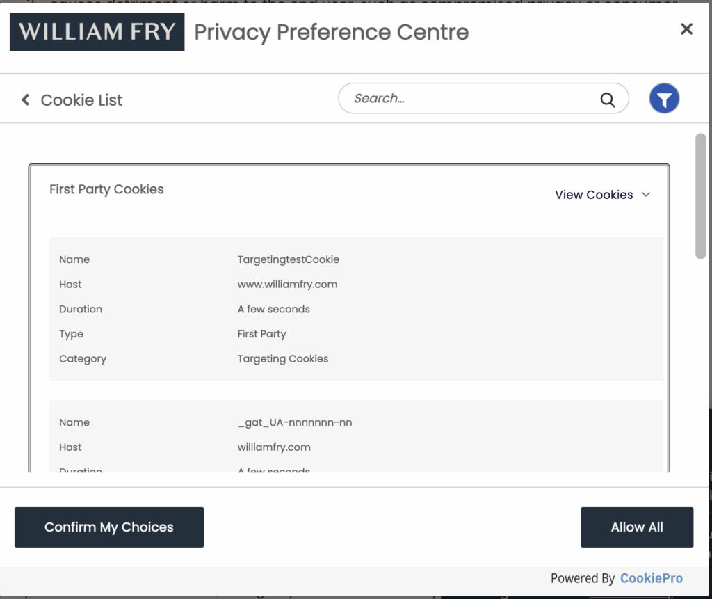Cookies Details: First Party