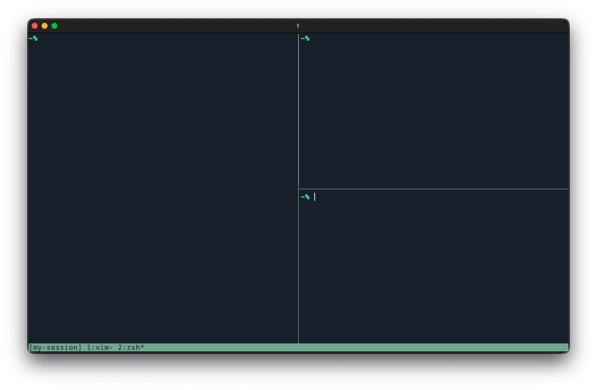 A terminal emulator window running tmux